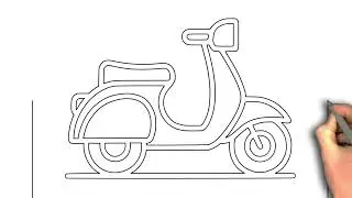 How to draw Scooter side view drawing image, Wheels of Everyday Freedom