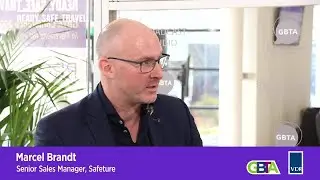 Marcel Brandt, Senior Sales Manager, Safeture live at the GBTA Broadcast Studio in Berlin.-