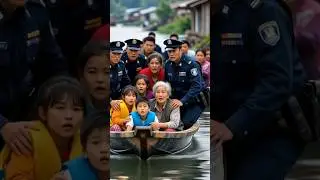 Village Flood Disaster 😨 | Police Rescue Operation | Heart Touching Story | #Shorts #ai #flood