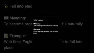 Fall Into place - Idioms Learning Video With Meaning & Example #idioms