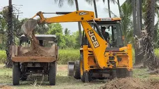 JCB 3DX Loading Soil in Trolley | Mahindhara 575 DI | Mahindhara 415 DI tractor
