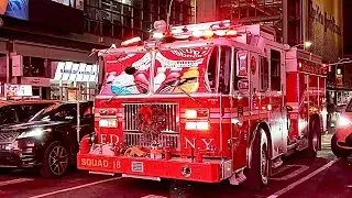 FDNY BATTALION 7 & FDNY SQUAD 18 RESPONDING URGENTLY ON 8TH AVE. TO 10-77 HIGH RISE FIRE ON 43RD ST.