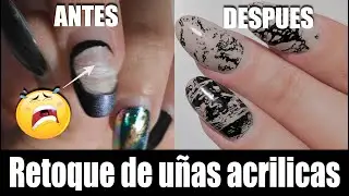 Retoque de uñas acrilicas con estampacion y semipermanente Bornprety