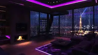 Night City Rainfall Sounds | Warm Fireplace ASMR for Deep Relaxation and Restful Sleep