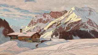 Glowing Alpine Sunset Snowy Mountain Painting | Silent TV Art Screensaver in 4K | 2 Hours