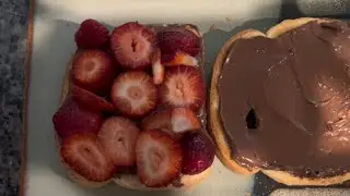 Hello everyone! I made a strawberry Nutella sandwich and I show the process so WATCH IT!!!