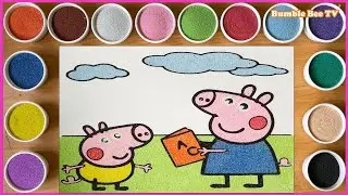 PEPPA PIG AND DAD SAND PAINTING/T&Ocirc; TRANH C&Aacute;T PEPPA PIG DỄ THƯƠNG/LEARN COLORS/SAND ART/BUMBLE BEE TV