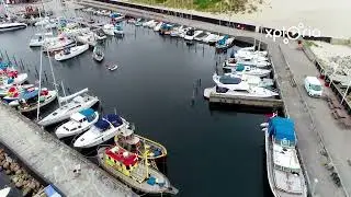 Hornbaek havn Baltic Denmark 2018.07 aerial video