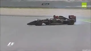 F1 2014 Spain Qualifying Maldonado Crashes
