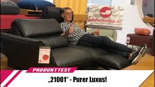 Hukla Pure 21001 Sofa mit zwei Drehsitzen und R&uuml;ckenverstellung in Leder Vivre schwarz