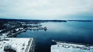 Burlington Vermont waterfront from above