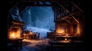 Snowy Medieval Tavern 🔥 Cozy Fireplace & Winter Ambience | Relax, Study, Sleep