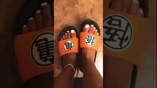 Beautiful Ebony feet with white tips in Dragon Ball  flip flops #bigfeet #toes #ebony #feet #trendy
