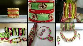 LIGHT & DARK GREEN  SHADES  SILK THREAD JEWELLERY SETS  FOR U