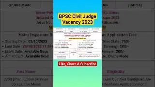 BPSC Civil Judge Vacancy 2023 || BPSC 32nd Civil Judge Mains Vacancy 2023 #shorts