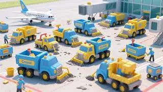 Toy Truck Airport Clean-Up Team | Fun Kids Song & Nursery Rhyme