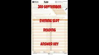 3rd September 2022 : IELTS Reading Answers : evening shift