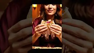 ASMR Shawarma Eating in Burgundy Silk Dress 🥙✨#eatingsounds #mukbang #food #eating #relax #asmrfood