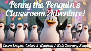 Penny the Penguin&rsquo;s Classroom Adventure! 🐧 | Learn Shapes, Colors & Kindness | Kids Learning Song