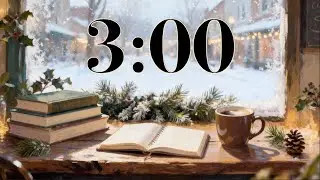 3 Minute Winter Cafe Focus Timer ☕ Cozy Coffee Shop Snow Ambience + Relaxing Jazz Lofi (No Lyrics)
