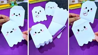 Origami Paper Notebook Ghost | Halloween crafts | How to make paper notebook without glue