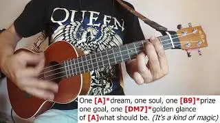 A Kind of Magic - Queen - Ukulele Cover Play Along with Chords and Lyrics on Screen