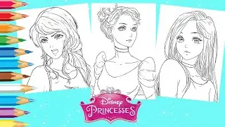 Coloring Disney Princess Cinderella Anime Face Coloring Page