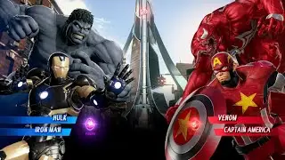 HULK & IronMan Vs Venom & Captain America [Very Hard] MarvelCapcom