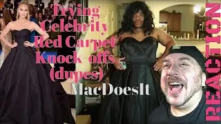 Gay Reacts to MacDoesIt Trying Celebrity Red Carpet Knock-offs (dupes) Reaction / @MacDoesIt