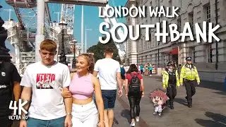 London Southbank 4K Scenic Walking Tour - London Eye to St. Paul's Cathedral