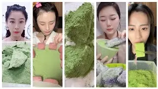 ASMR : Hard ice with matcha|Ice bites Matcha dipped| MATCHA ICE EATING