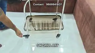 SK Grill Art Premium Serving Trolley &ndash; 10mm Brown Glass Top, Stainless Steel Frame & Lockable Wheels