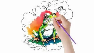 how to draw a frog with watercolor #drawsocute #howtodraw #simpledrawing #frogdrawing