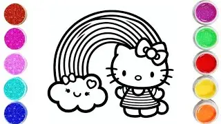 Hello Kitty With Rainbow Drawing And Coloring For Kids & Toddlers | #hello #kitty #rainbow #coloring