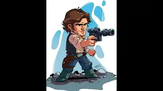 Drawing Han Solo in the style of Derek Laufman in Procreate