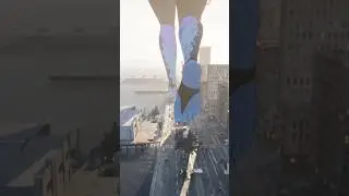 Giantess casually walking through a city