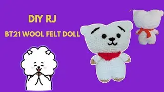 Ep.1/4 DIY RJ 🐹BT21 Wool Felt Doll 🧶Easy Handmade @woolflowers3695 #bt21 #DIYRJ #rj #easy #crochet  