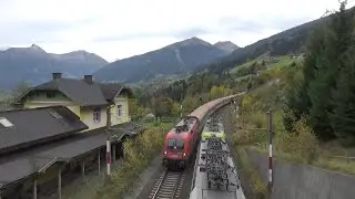 Züge auf der Tauernbahn in Bad Hofgastein und Bad Gastein