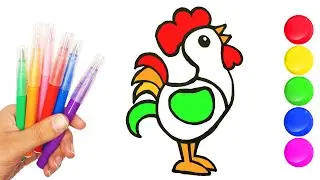 DRAWING AND COLORING A ROOSTER FOR KIDS | COLORING PAGES FOR CHILDREN - LISA ART