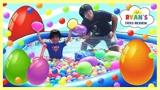 HUGE EGGS HUNT SURPRISE TOYS CHALLENGE in Giant Ball Pit
