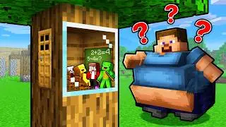 Mikey and JJ and Friends Built a Tiny School: to Fool Fat Steve in Minecraft - Maizen
