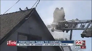 Firefighter taken to hospital