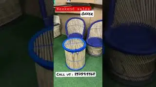 #weekendsale  #discount #furniture  bamboo chairs and round basket cum table for indoor and outdoor