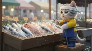 へいらっしゃい!!看板猫がお魚屋さんでお手伝い!!ねこの一日に密着🐱🐟