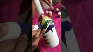 Bottle art with leaf painting&hellip;..#bottle new creation #trending videos# shorts