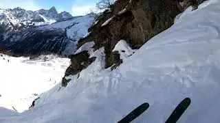 Off piste in Chamonix for the first time, small couloir