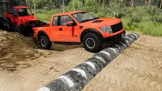 Cars vs Speed bumps vs Potholes vs Suspension bridge vs Unfinished Road - beamng drive #363 live 4