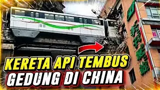 KERETA API TEMBUS GEDUNG DI CHINA #keretaapi #keretagantung #teknologichina #feedshorts 