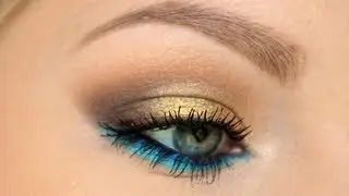 Gold Smokey Eye w/ Blue Lower Lash line | Tutorial ♡