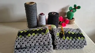 🧶🤩Combinação perfeita jogo de cozinha fácil e econômico sara/napolitano #vlog #crochet 
